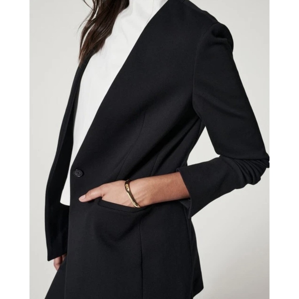 Spanx The Perfect Collarless Blazer Size 3X‎ Classic Black Stretch Ponte Jacket